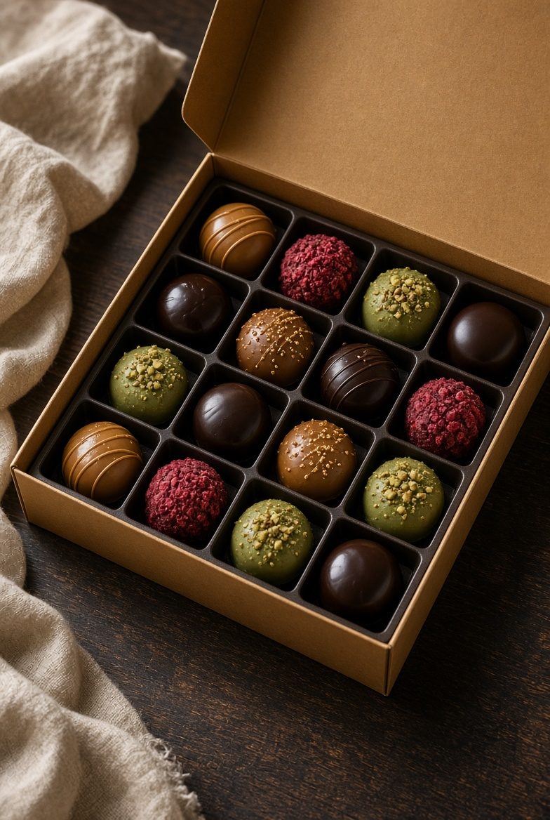 Coffret de bonbons de chocolat ouvert